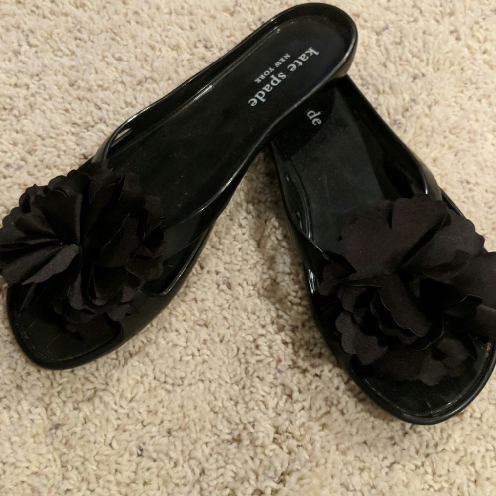 Kate Spade Black Jelly Thong Sandals Shoes 7